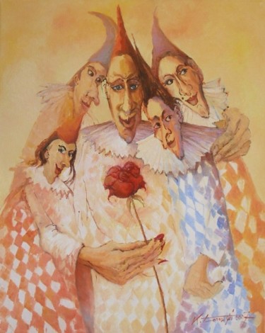 Painting titled "Zaczarowana róża i…" by Krzysztof Lozowski, Original Artwork