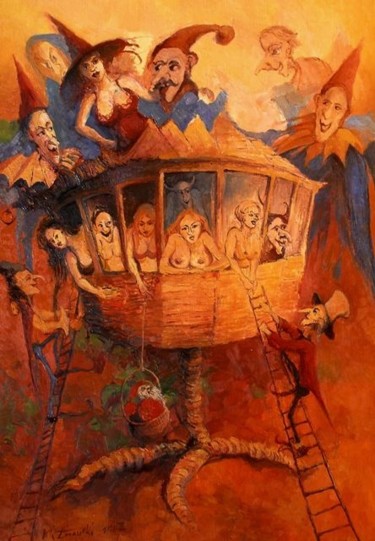 Malarstwo zatytułowany „Chata na kurzej łap…” autorstwa Krzysztof Lozowski, Oryginalna praca