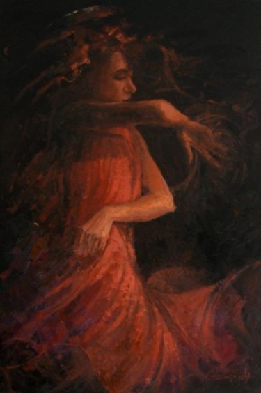 Painting titled "Flamenco 90x60cm." by Krzysztof Lozowski, Original Artwork