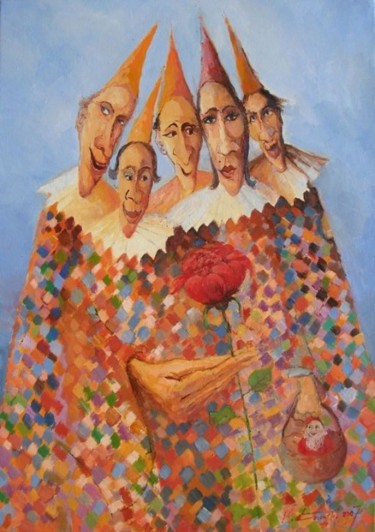 Painting titled "Czarodzieje z krasn…" by Krzysztof Lozowski, Original Artwork