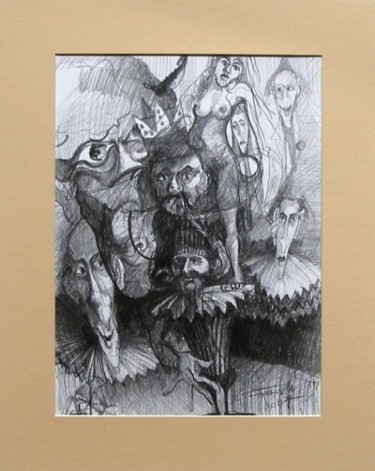 Dessin intitulée "Panie i Panowie" par Krzysztof Lozowski, Œuvre d'art originale