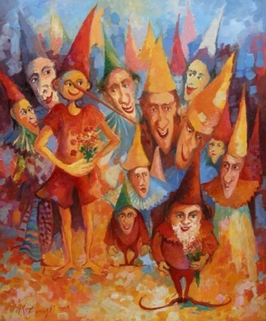 Peinture intitulée "Pinokio i czarodzie…" par Krzysztof Lozowski, Œuvre d'art originale