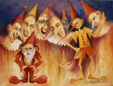 Painting titled "Pinokio i czarodzie…" by Krzysztof Lozowski, Original Artwork