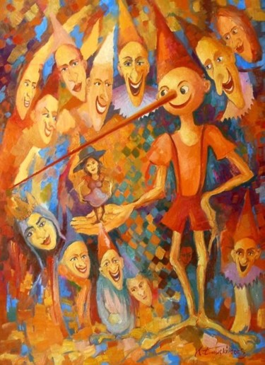 Painting titled "Pinokio i czarująca…" by Krzysztof Lozowski, Original Artwork