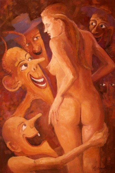 Malerei mit dem Titel "Kapelusz" von Krzysztof Lozowski, Original-Kunstwerk