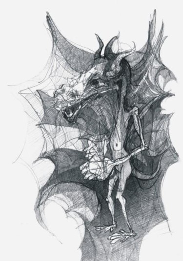 Drawing titled "Smok idiota" by Krzysztof Lozowski, Original Artwork