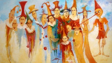 Peinture intitulée "Rodzina Setny obraz…" par Krzysztof Lozowski, Œuvre d'art originale