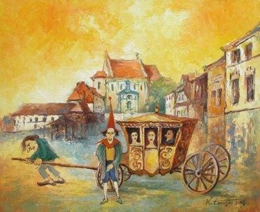 Painting titled "Kareta w Kazimierzu…" by Krzysztof Lozowski, Original Artwork