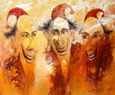 Картина под названием "Czarodzieje,Trzech…" - Krzysztof Lozowski, Подлинное произведение искусства