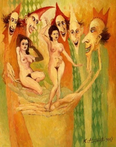 Painting titled "Tajmenicza ręka" by Krzysztof Lozowski, Original Artwork