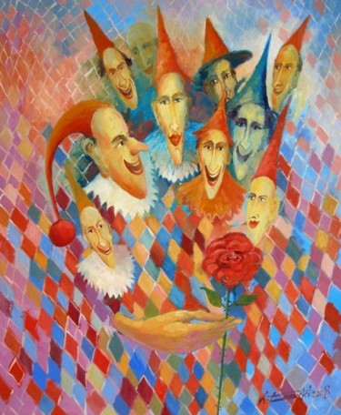 Painting titled "Zaczarowana róża Re…" by Krzysztof Lozowski, Original Artwork