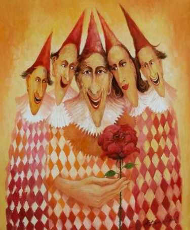 Painting titled "Czarodzieje i zacza…" by Krzysztof Lozowski, Original Artwork