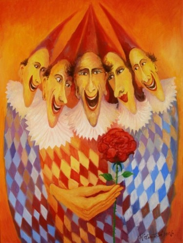 Peinture intitulée "Czarodzieje i zacza…" par Krzysztof Lozowski, Œuvre d'art originale