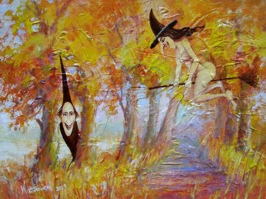Painting titled "Czarownica z czarod…" by Krzysztof Lozowski, Original Artwork