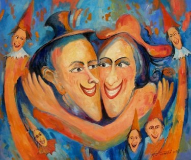 Painting titled "Zakochani" by Krzysztof Lozowski, Original Artwork