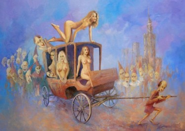 Pintura intitulada "Kareta milosci w Wa…" por Krzysztof Lozowski, Obras de arte originais