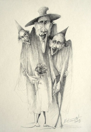 Drawing titled "Rodzinka" by Krzysztof Lozowski, Original Artwork