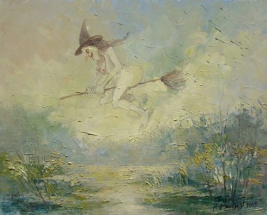 Peinture intitulée "Czarownica z jezior…" par Krzysztof Lozowski, Œuvre d'art originale