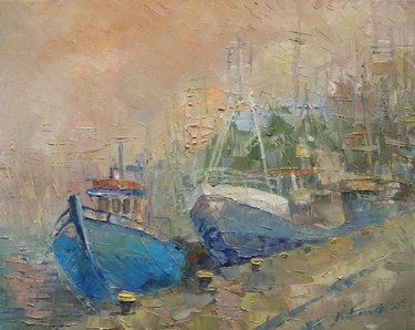 Painting titled "Port" by Krzysztof Lozowski, Original Artwork