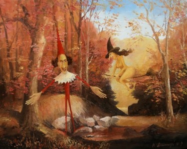 Painting titled "Leśna Baba Jaga" by Krzysztof Lozowski, Original Artwork