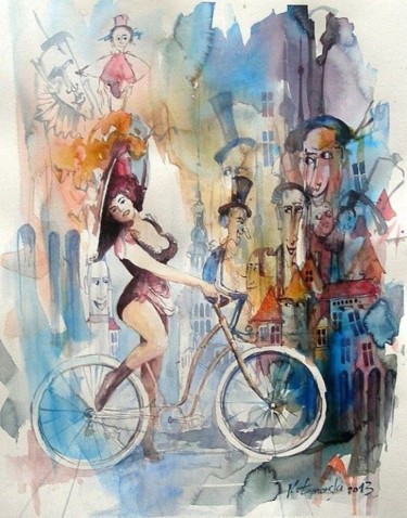 Malerei mit dem Titel "Panna w kapeluszu z…" von Krzysztof Lozowski, Original-Kunstwerk