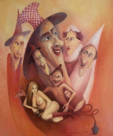 Painting titled "Dżinn / Genie,  cyk…" by Krzysztof Lozowski, Original Artwork