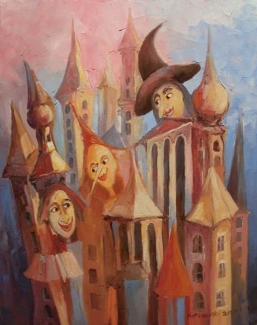 Ζωγραφική με τίτλο "Tajemniczy zamek" από Krzysztof Lozowski, Αυθεντικά έργα τέχνης