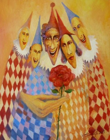 Painting titled "Zaczarowana roza" by Krzysztof Lozowski, Original Artwork