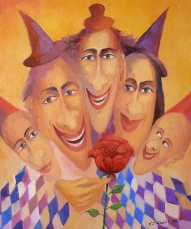 Painting titled "Zaczarowana roza" by Krzysztof Lozowski, Original Artwork