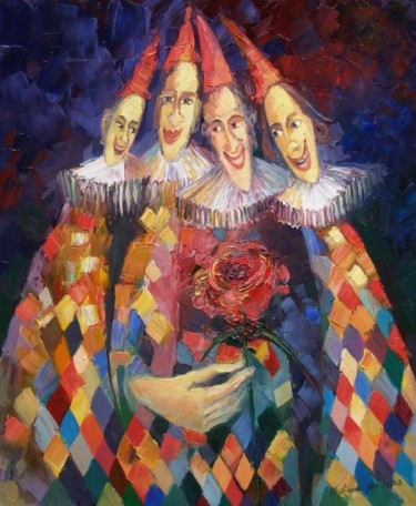Painting titled "Zaczarowana róża" by Krzysztof Lozowski, Original Artwork