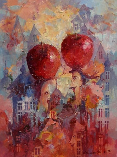 Painting titled "Sweet City" by Krzysztof Lozowski, Original Artwork