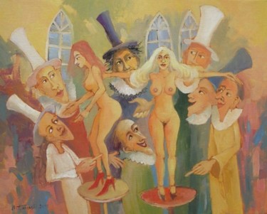 Peinture intitulée "Striptiz mały" par Krzysztof Lozowski, Œuvre d'art originale