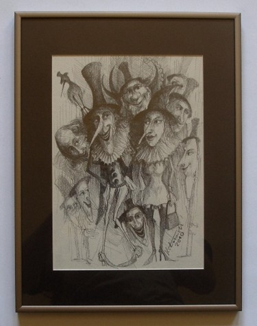 Disegno intitolato "Pan i pani" da Krzysztof Lozowski, Opera d'arte originale
