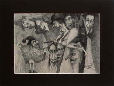 Dessin intitulée "Lubieżny krasnal" par Krzysztof Lozowski, Œuvre d'art originale