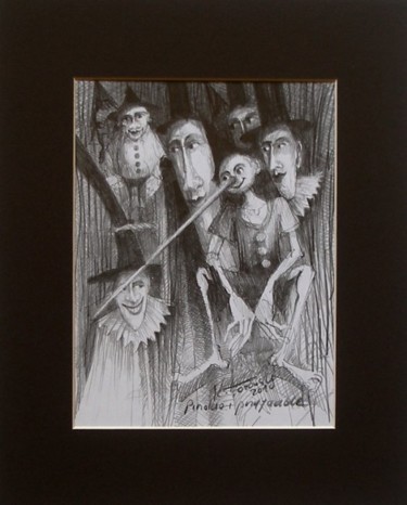 Drawing titled "Pinokio i przyjacie…" by Krzysztof Lozowski, Original Artwork