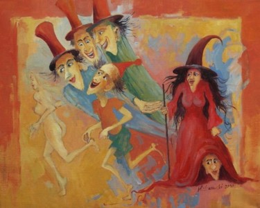 Painting titled "Czarownica" by Krzysztof Lozowski, Original Artwork