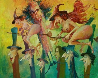 Malerei mit dem Titel "Ruda piękność" von Krzysztof Lozowski, Original-Kunstwerk