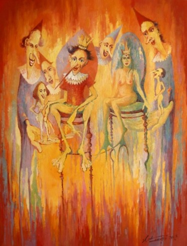 Painting titled "Król i Królowa cykl…" by Krzysztof Lozowski, Original Artwork