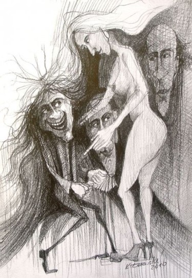 Drawing titled "Wesoły ludek" by Krzysztof Lozowski, Original Artwork