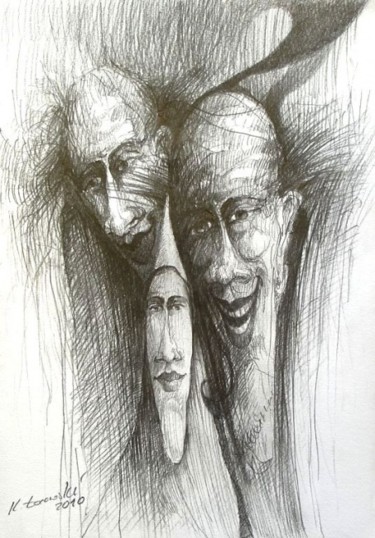 Drawing titled "Przyszli..." by Krzysztof Lozowski, Original Artwork