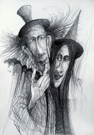 「O czym myśli....」というタイトルの描画 Krzysztof Lozowskiによって, オリジナルのアートワーク