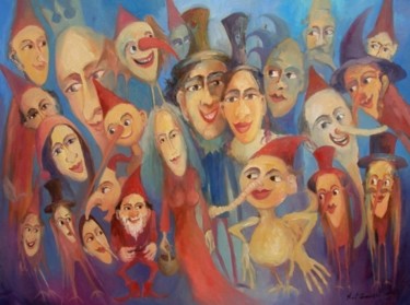 Peinture intitulée "Bajkowe ludki" par Krzysztof Lozowski, Œuvre d'art originale