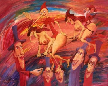 Malarstwo zatytułowany „Pinokio, krasnal i…” autorstwa Krzysztof Lozowski, Oryginalna praca