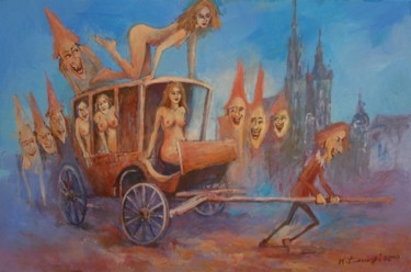 Painting titled "Kareta milosci w Kr…" by Krzysztof Lozowski, Original Artwork
