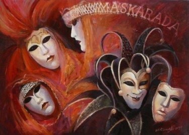 Painting titled "Maskarada" by Krzysztof Lozowski, Original Artwork