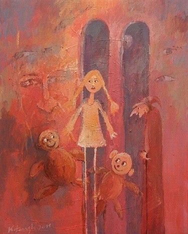 Painting titled "Dziewczynka" by Krzysztof Lozowski, Original Artwork