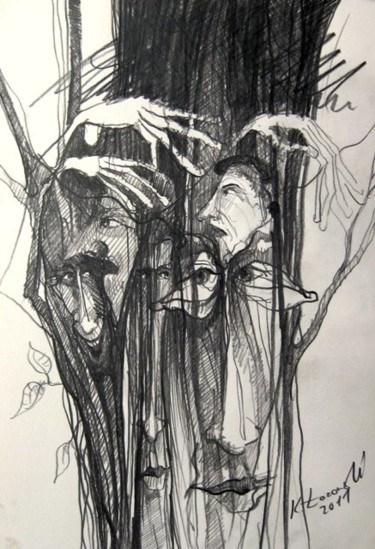 Zeichnungen mit dem Titel "There was a tree...…" von Krzysztof Lozowski, Original-Kunstwerk
