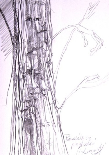 Zeichnungen mit dem Titel "There was a tree...…" von Krzysztof Lozowski, Original-Kunstwerk