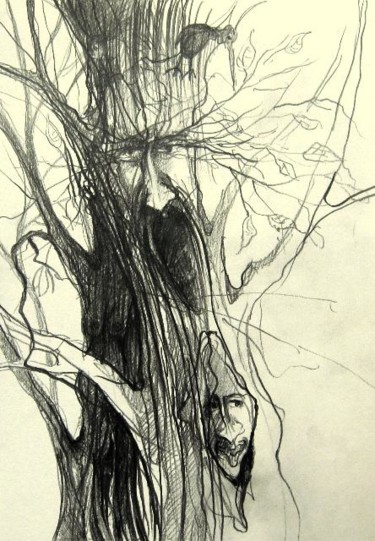 Dessin intitulée "There was a tree VI" par Krzysztof Lozowski, Œuvre d'art originale