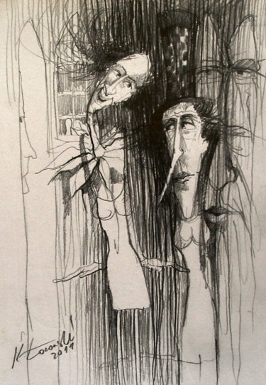 Drawing titled "Ucieszona" by Krzysztof Lozowski, Original Artwork